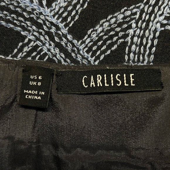 Carlisle Skirt Womens 6 Gray Blue Embroidered Wool Blend Pencil Career Business - Picture 5 of 9